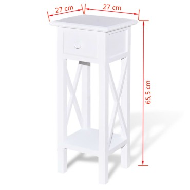 vidaXL Τραπεζάκι Βοηθητικό με Συρτάρι Λευκό 27x27x65,5cm 1 τεμ.