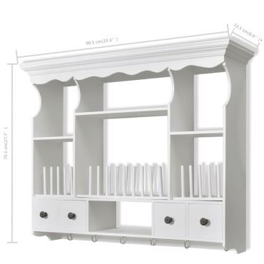 vidaXL Ντουλάπι Κουζίνας Επιτοίχιο Λευκό Ξύλινο 90,5x22,5x70,3cm 1 τεμ.