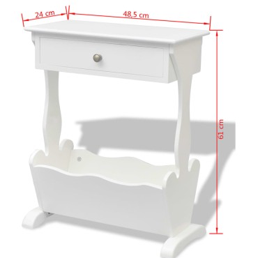 vidaXL Θήκη Περιοδικών Melrose Λευκή 48,5x24x61cm 1 τεμ.