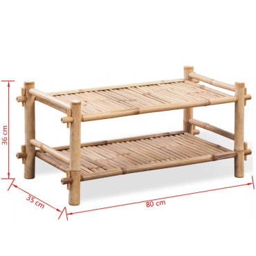 vidaXL Παπουτσοθήκη με 2 Ράφια από Μπαμπού 80x35x36cm
