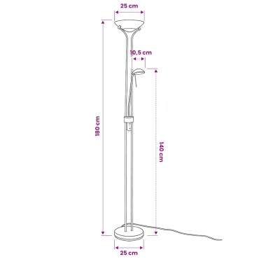 vidaXL Φωτιστικό Δαπέδου LED 23 W με Dimmer