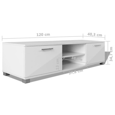 vidaXL Έπιπλο Τηλεόρασης Γυαλιστερό Λευκό 120x40,5x35cm