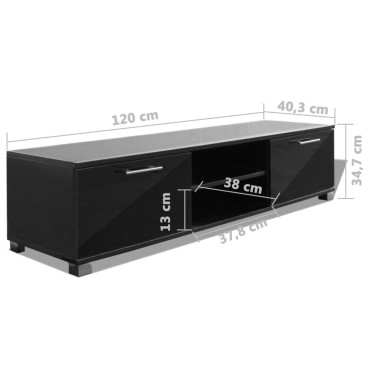 vidaXL Έπιπλο Τηλεόρασης Γυαλιστερό Μαύρο 120x40,5x35cm