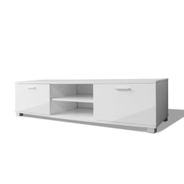 vidaXL Έπιπλο Τηλεόρασης Γυαλιστερό Λευκό 140x40,5x35cm