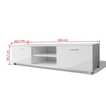 vidaXL Έπιπλο Τηλεόρασης Γυαλιστερό Λευκό 140x40,5x35cm