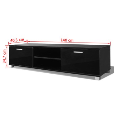 vidaXL Έπιπλο Τηλεόρασης Γυαλιστερό Μαύρο 140x40,5x35cm