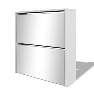 vidaXL Παπουτσοθήκη Καθρέφτης 2 Επιπέδων Λευκή 63x17x67cm