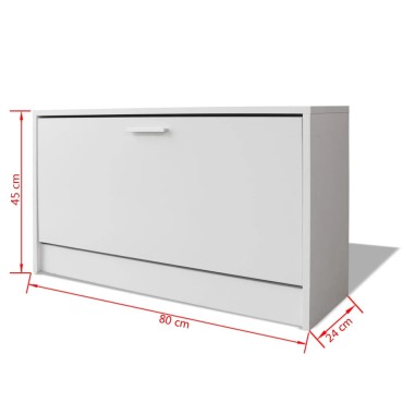 vidaXL Πάγκος Αποθήκευσης Παπουτσιών Λευκός 80x24x45cm