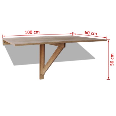 vidaXL Τραπέζι Τοίχου Πτυσσόμενο Χρώμα Δρυός 100x 60cm 1 τεμ.