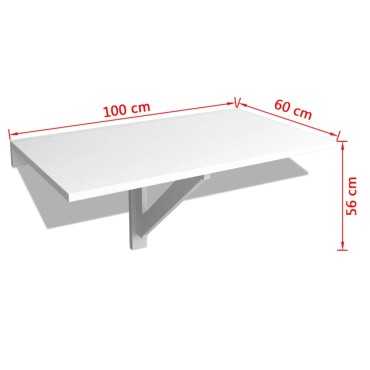 vidaXL Τραπέζι Τοίχου Πτυσσόμενο Λευκό 100x60cm 1 τεμ.