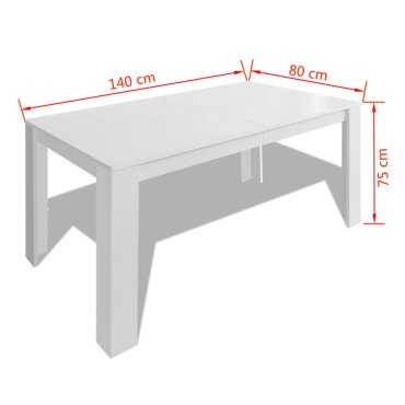 vidaXL Τραπεζαρία Λευκή 140x80x75cm 1 τεμ.