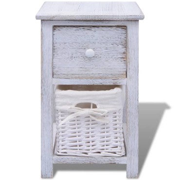 vidaXL Κομοδίνο Λευκό Ξύλινο 28x31x45cm 1 τεμ.