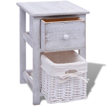 vidaXL Κομοδίνο Λευκό Ξύλινο 28x31x45cm 1 τεμ.