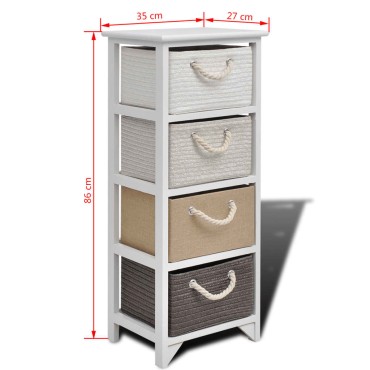 vidaXL Συρταριέρα με 4 Συρτάρια Ξύλινη 35x27x86cm 1 τεμ.