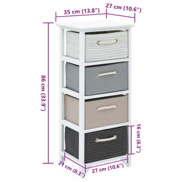 vidaXL Συρταριέρα με 4 Συρτάρια Ξύλινη 35x27x86cm 1 τεμ.