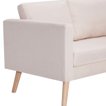 vidaXL Σετ Σαλονιού 2 τεμ. Κρεμ Υφασμάτινο 116x70x73cm  Διθέσιος Τριθέσιος