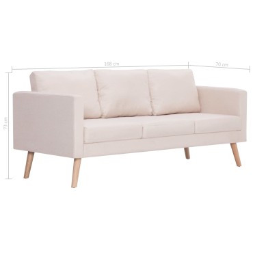 vidaXL Σετ Σαλονιού 2 τεμ. Κρεμ Υφασμάτινο 116x70x73cm  Διθέσιος Τριθέσιος