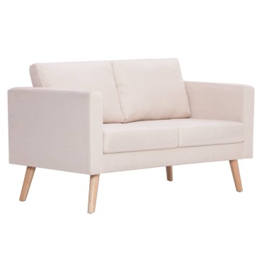 vidaXL Σετ Σαλονιού 2 τεμ. Κρεμ Υφασμάτινο 116x70x73cm  Διθέσιος Τριθέσιος