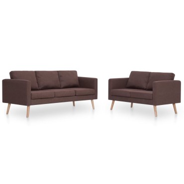 vidaXL Σετ Σαλονιού 2 τεμ. Καφέ Υφασμάτινο 116x70x73cm  Διθέσιος Τριθέσιος