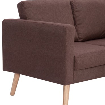 vidaXL Σετ Σαλονιού 2 τεμ. Καφέ Υφασμάτινο 116x70x73cm  Διθέσιος Τριθέσιος