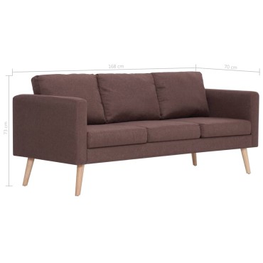 vidaXL Σετ Σαλονιού 2 τεμ. Καφέ Υφασμάτινο 116x70x73cm  Διθέσιος Τριθέσιος