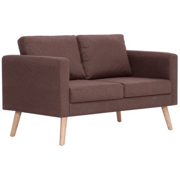 vidaXL Σετ Σαλονιού 2 τεμ. Καφέ Υφασμάτινο 116x70x73cm  Διθέσιος Τριθέσιος
