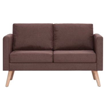 vidaXL Σετ Σαλονιού 2 τεμ. Καφέ Υφασμάτινο 116x70x73cm  Διθέσιος Τριθέσιος