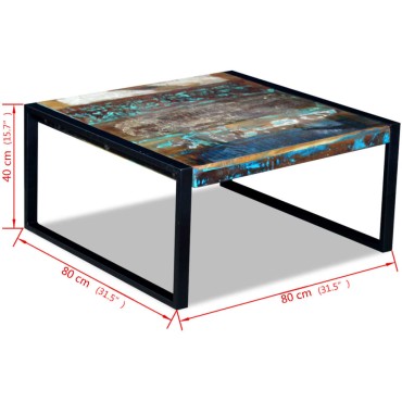 vidaXL Τραπεζάκι Σαλονιού 80x80x40cm από Μασίφ Ανακυκλωμένο Ξύλο 1 τεμ.