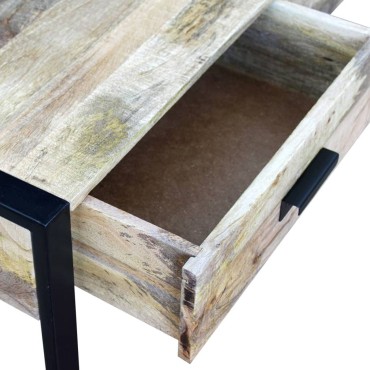 vidaXL Τραπεζάκι Σαλονιού με 2 Συρτάρια 100x60x40cm Μασίφ Ξύλο Μάνγκο 1 τεμ.