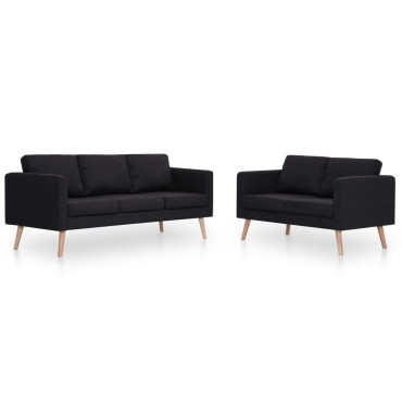 vidaXL Σετ Σαλονιού 2 τεμ. Μαύρο Υφασμάτινο 116x70x73cm  Διθέσιος Τριθέσιος