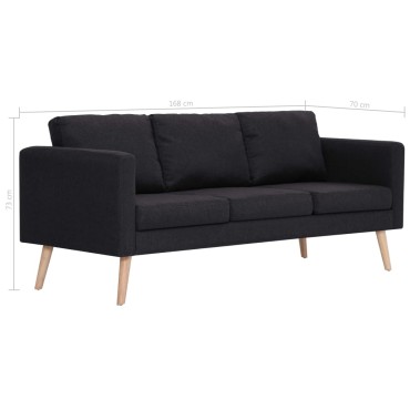 vidaXL Σετ Σαλονιού 2 τεμ. Μαύρο Υφασμάτινο 116x70x73cm  Διθέσιος Τριθέσιος