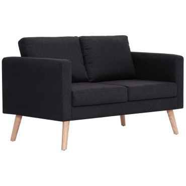vidaXL Σετ Σαλονιού 2 τεμ. Μαύρο Υφασμάτινο 116x70x73cm  Διθέσιος Τριθέσιος