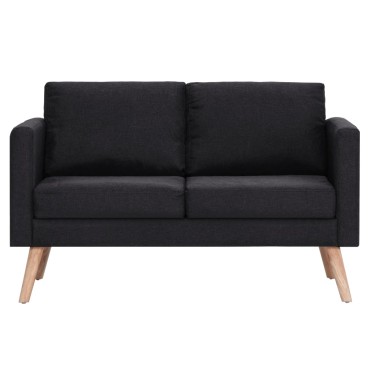 vidaXL Σετ Σαλονιού 2 τεμ. Μαύρο Υφασμάτινο 116x70x73cm  Διθέσιος Τριθέσιος