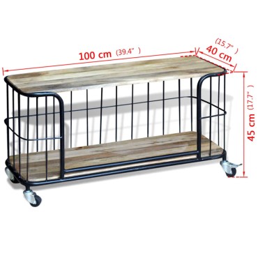 vidaXL Έπιπλο Τηλεόρασης 100x40x45cm από Μασίφ Ξύλο Μάνγκο
