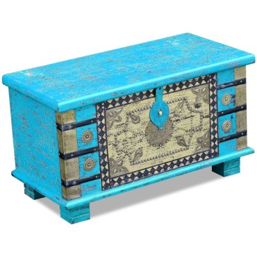 vidaXL Μπαούλο Αποθήκευσης Μπλε 80x40x45cm από Ξύλο Μάνγκο 1 τεμ.