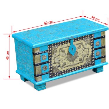 vidaXL Μπαούλο Αποθήκευσης Μπλε 80x40x45cm από Ξύλο Μάνγκο 1 τεμ.