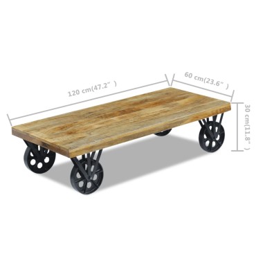 vidaXL Τραπεζάκι Σαλονιού 120x60x30cm από Μασίφ Ξύλο Μάνγκο 1 τεμ.