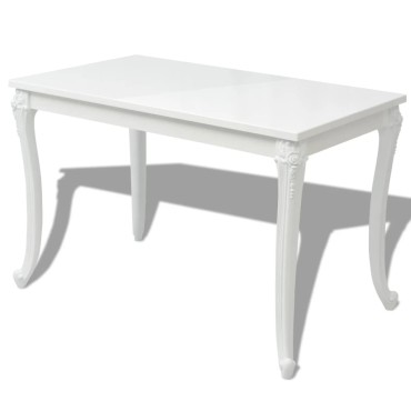 vidaXL Τραπεζαρία Γυαλιστερή Λευκή 116x66x76cm 1 τεμ.