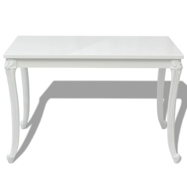 vidaXL Τραπεζαρία Γυαλιστερή Λευκή 116x66x76cm 1 τεμ.