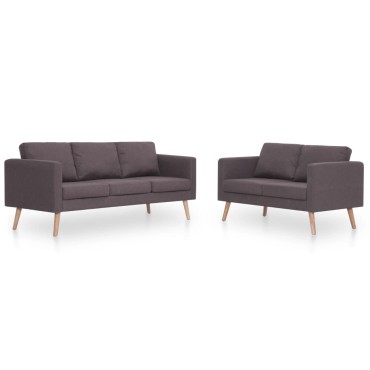 vidaXL Σετ Σαλονιού 2 τεμ. Χρώμα Taupe Υφασμάτινο 116x70x73cm  Διθέσιος Τριθέσιος