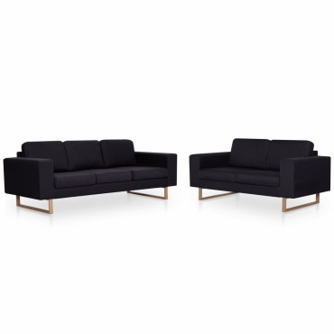 vidaXL Σετ Σαλονιού 2 τεμ. Μαύρο Υφασμάτινο 156x82x75cm  Διθέσιος Τριθέσιος