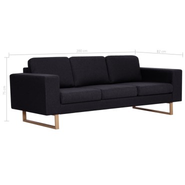vidaXL Σετ Σαλονιού 2 τεμ. Μαύρο Υφασμάτινο 156x82x75cm  Διθέσιος Τριθέσιος
