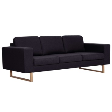 vidaXL Σετ Σαλονιού 2 τεμ. Μαύρο Υφασμάτινο 156x82x75cm  Διθέσιος Τριθέσιος