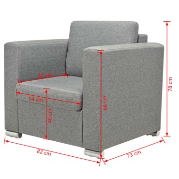 vidaXL Πολυθρόνα Ανοιχτό Γκρι Υφασμάτινη 82x73x78cm 1 τεμ.