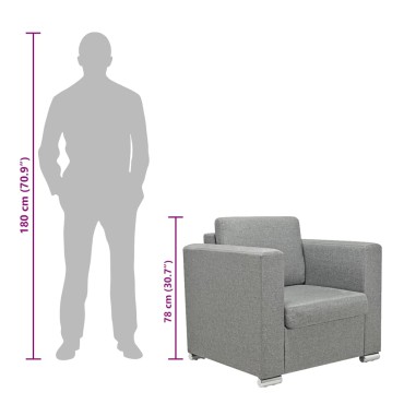 vidaXL Πολυθρόνα Ανοιχτό Γκρι Υφασμάτινη 82x73x78cm 1 τεμ.