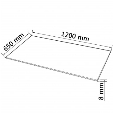 vidaXL Επιφάνεια Τραπεζιού Ορθογώνια 1200x650 χιλ. από Ψημένο Γυαλί 1 τεμ.