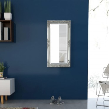 vidaXL Καθρέφτης Τοίχου με Μπαρόκ Στιλ Ασημί 100 x 50 εκ.