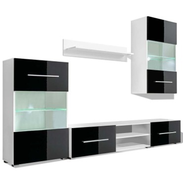 vidaXL Σύνθετο Τηλεόρασης με Φωτισμό LED 5 τεμ. Μαύρο 240x40x195cm