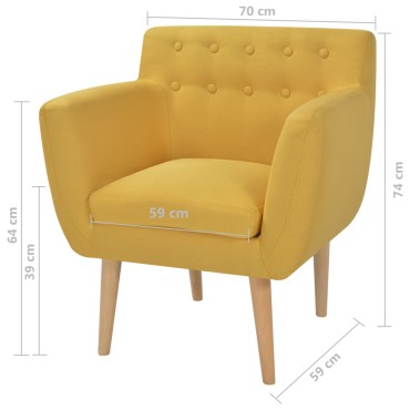 vidaXL Πολυθρόνα Κίτρινη Υφασμάτινη 70x59x74cm 1 τεμ.