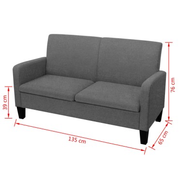vidaXL Καναπές Διθέσιος Σκούρο Γκρι 135x65x76cm 1 τεμ.